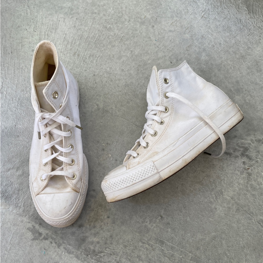 Converse All-Star white lifted platform high top sneakers